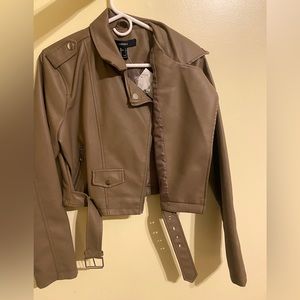 Forever 21 taupe motorcycle jacket